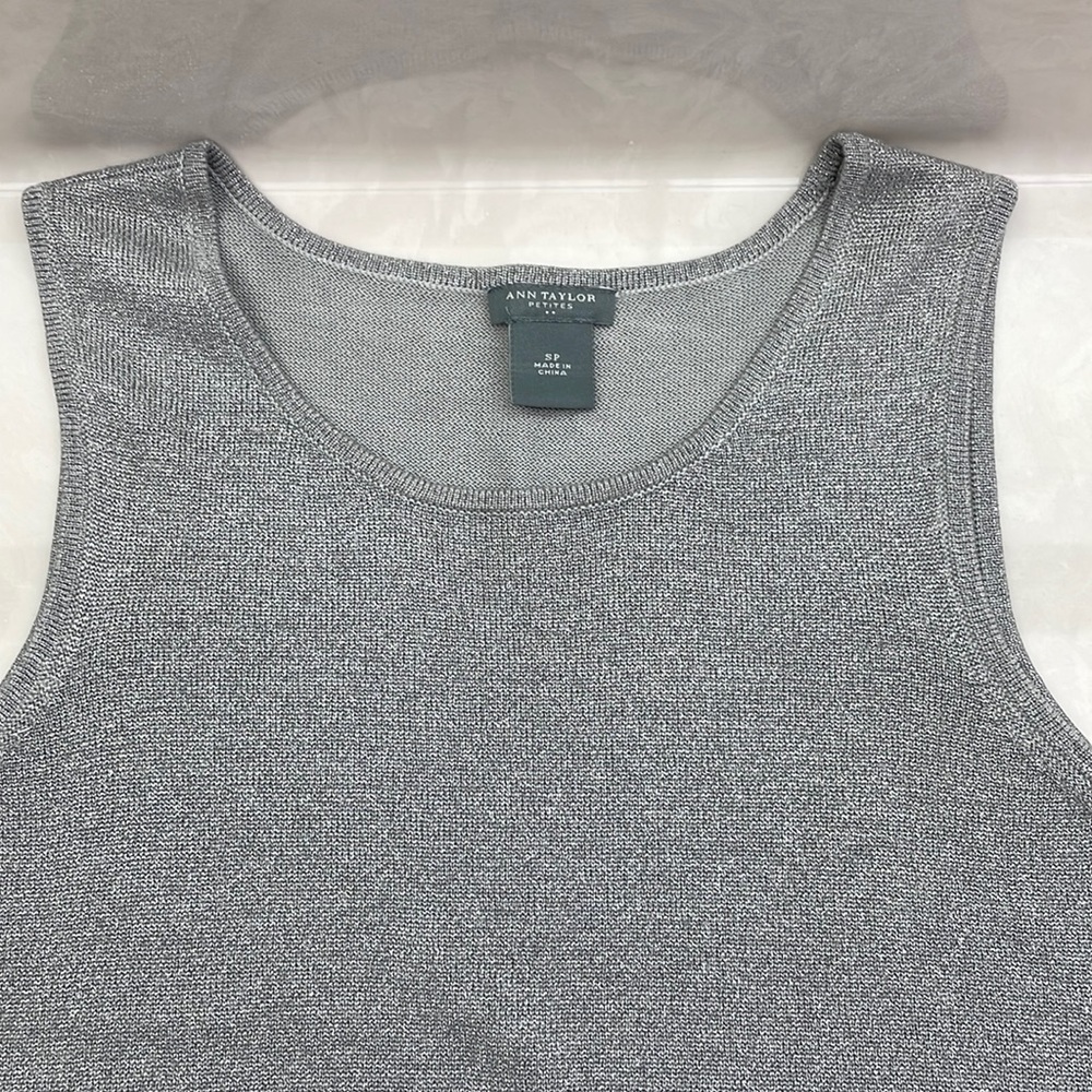Ann Taylor Metallic Shimmer Knit Shell Tank Top SP
